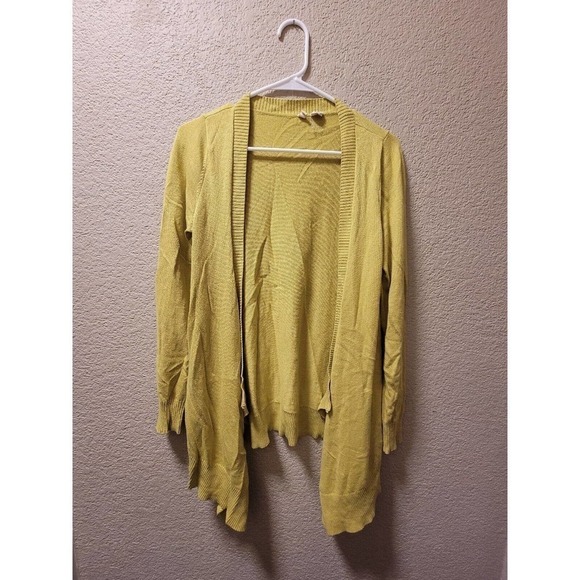 Moth By Anthropologie Open Front Long Cardigan Chartreuse Color Size Small - Picture 1 of 5
